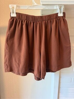 aerie High-Waist Elastic Lounge Shorts Brown Dream Jersey Pajama Boxer Lounge